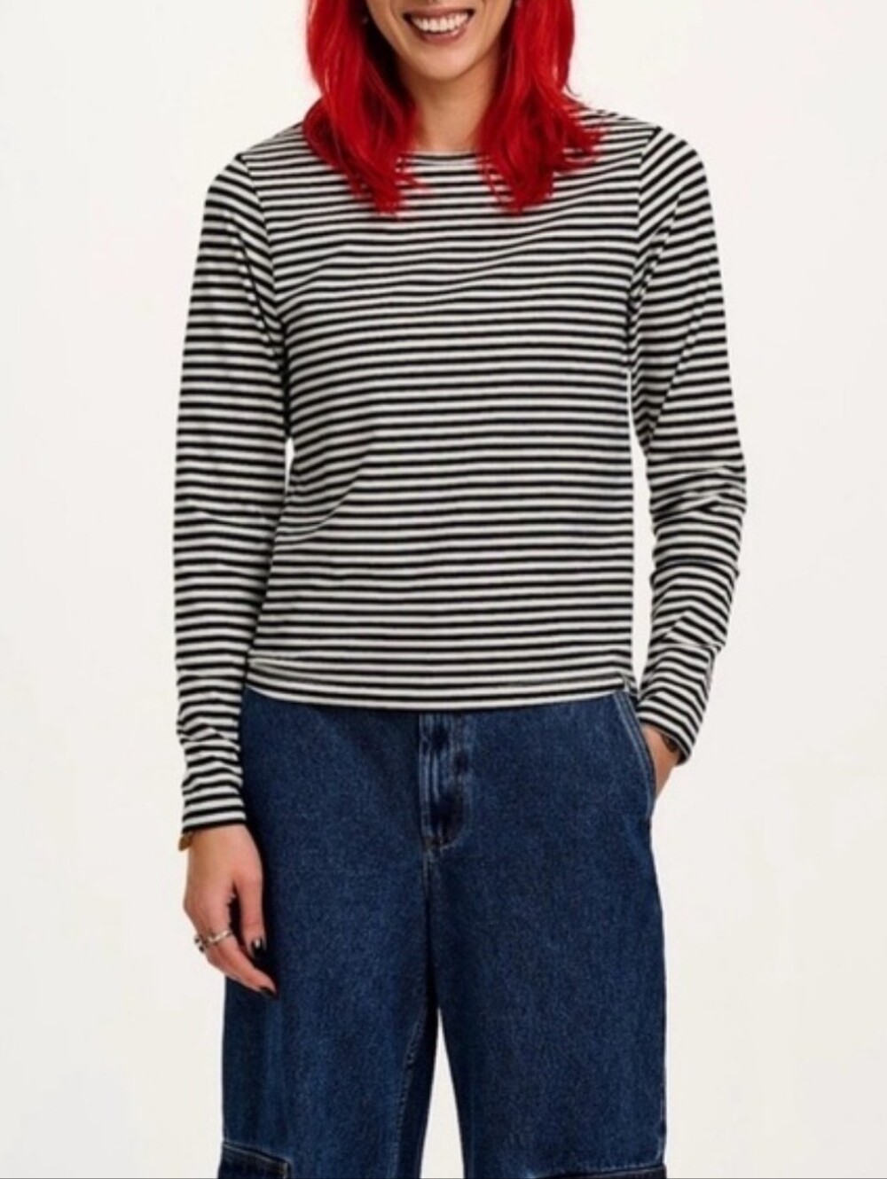Lucy & Yak Organic Cotton Striped Long Sleeve T-Shirt Size Medium